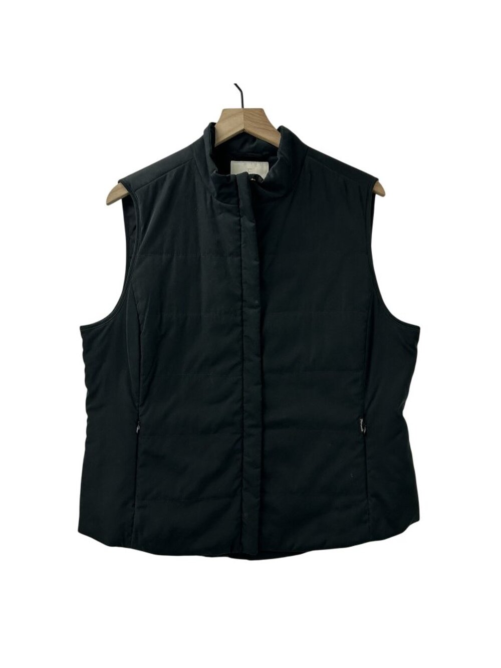 Faconnable Women's Medium Black Quilted Vest Pockets Water Resistant